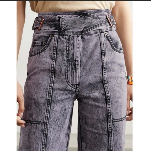 Ulla Johnson Albie Lilac Belted High Waisted Wide Leg Jeans Women’s 0 Acid Wash - Picture 3 of 16